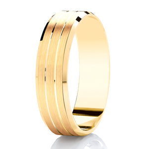 Ladies Triple Brushed Yellow Gold Band | 103B