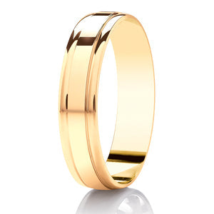 Gents Polished Grooved Yellow Gold Band | 105