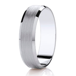 Gents Brushed White Gold Band | 109BC
