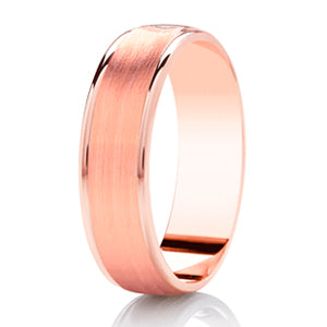 Gents Brushed Groove Rose Gold Band | 115BC