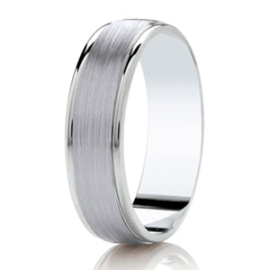 Ladies Brushed Groove Platinum Band | 115BC