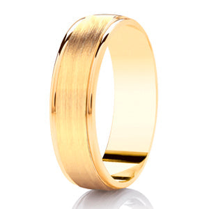 Gents Brushed Groove Yellow Gold Band | 115BC