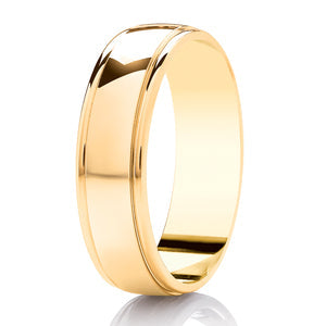 Ladies Polished Groove Yellow Gold Band | 115