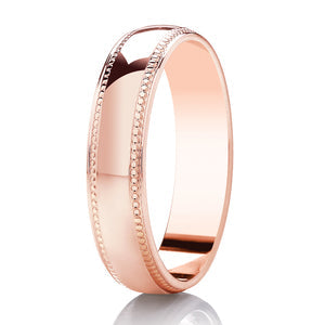 Ladies Milgrain Rose Gold Band | 116