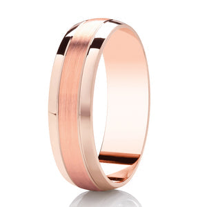 Ladies Polished Border Rose Gold Band | 117BC