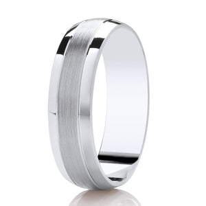 Ladies Polished Border Platinum Band | 117BC