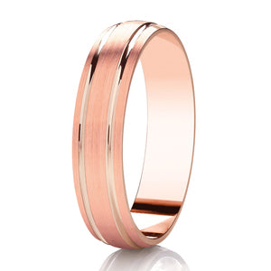 Ladies Triple Brushed Rose Gold Band | 142B