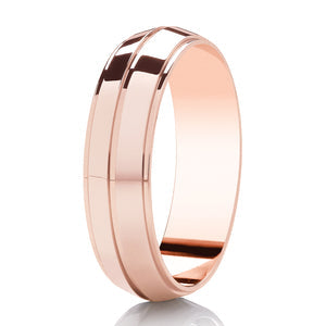 Gents Knife Edge Rose Gold Band | 147