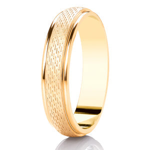 Gents Patterned Yellow Gold Band | 151