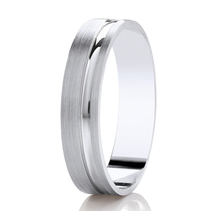 Ladies Offset White Gold Band | 155B