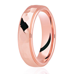 Gents Hammered Rose Gold Band | 300