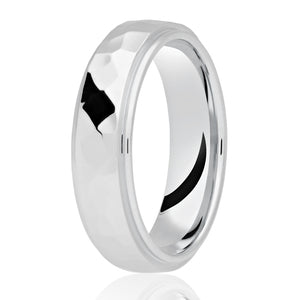 Ladies Hammered White Gold Band | 300
