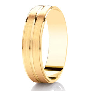 Gents Duo Brushed Yellow Gold Band | 308B