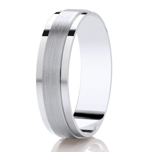 Ladies Matt Border White Gold Band | 311BC