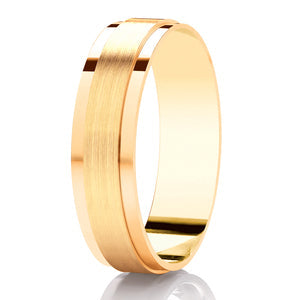 Gents Matt Border Yellow Gold Band | 311BC
