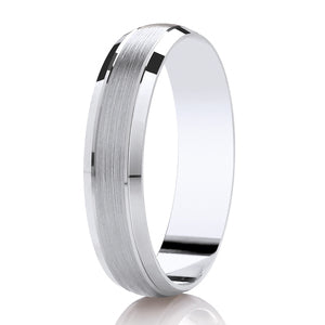 Ladies Polished Border White Gold Band | 313BC