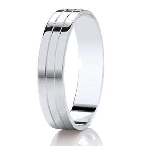 Gents Duo Groove White Gold Band | 314