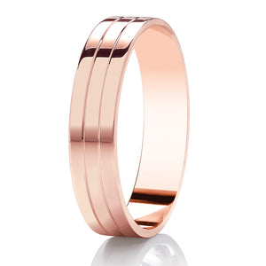 Gents Duo Groove Rose Gold Band | 314