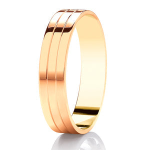 Gents Duo Groove Yellow Gold Band | 314