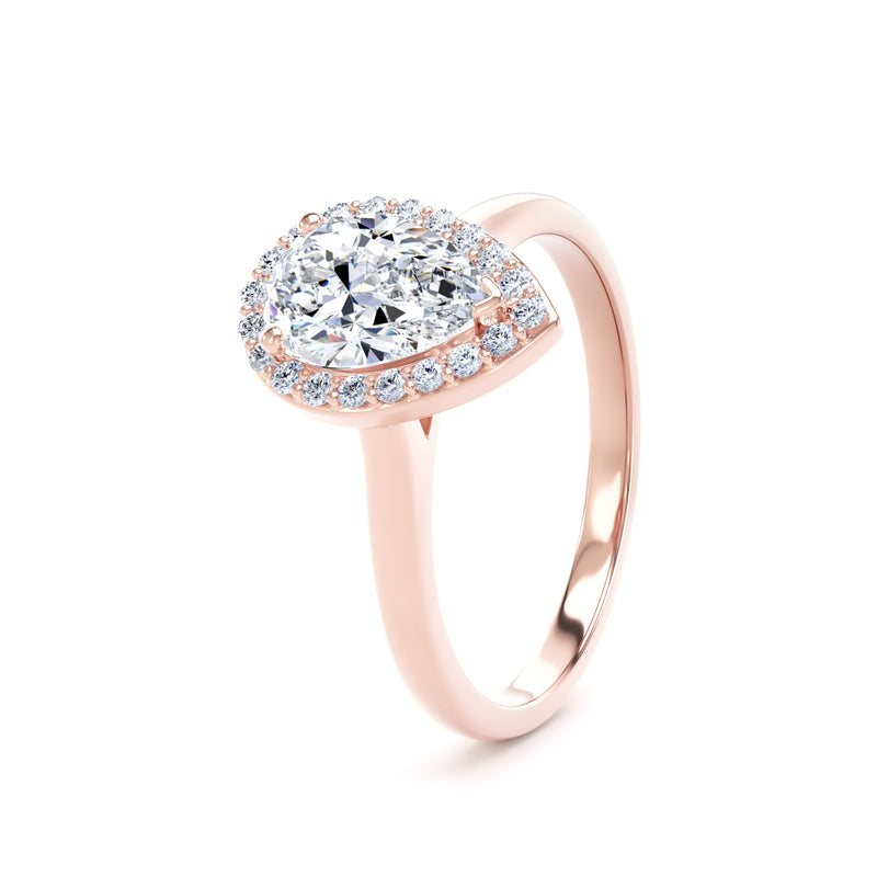 Halo Ring | Rose Gold, Pear Diamond | DHP01 LGP