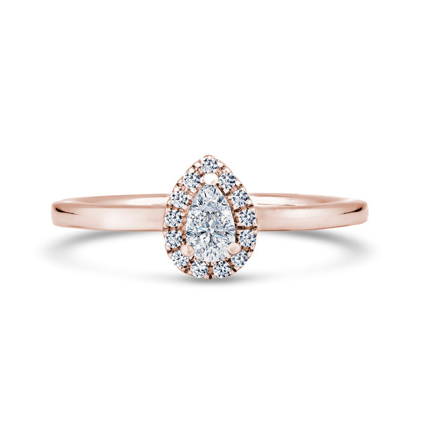 Halo Peekaboo Ring | Rose Gold, Pear Diamond | DHP02 LGP