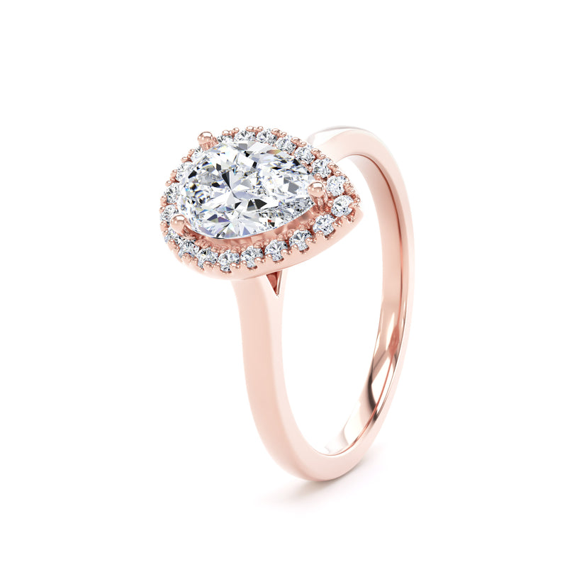Halo Peekaboo Ring | Rose Gold, Pear Diamond | DHP02 SMP