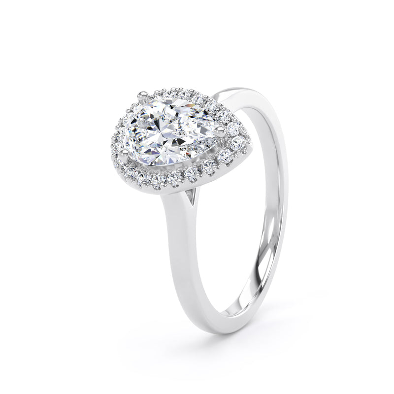 Halo Peekaboo Ring | Platinum, Pear Diamond | DHP02 LGP