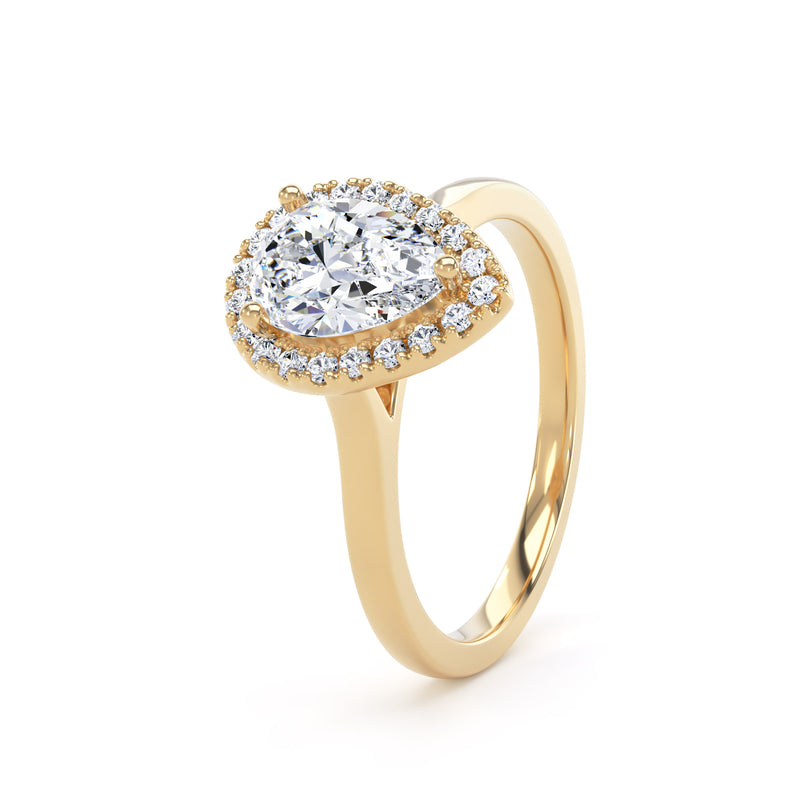 Halo Peekaboo Ring | Yellow Gold, Pear Diamond | DHP02 LGP