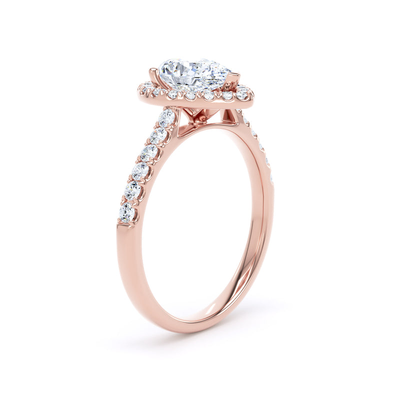 Pear Diamond Rose Gold Ring, Diamond Band Halo | LGD DHS01