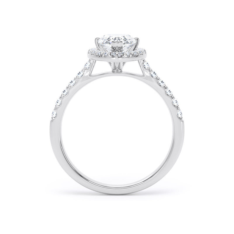 Pear Diamond Platinum Ring, Diamond Band Halo | LGD DHS01