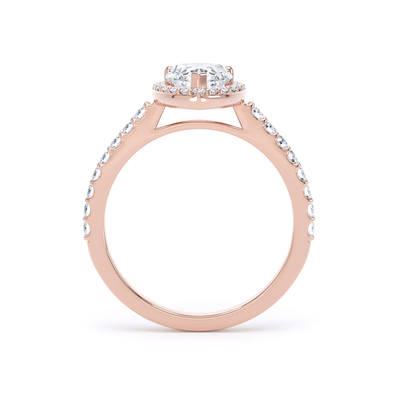 Halo Diamond Shoulder Ring | Rose Gold, Pear Diamond | DHW01 LGP