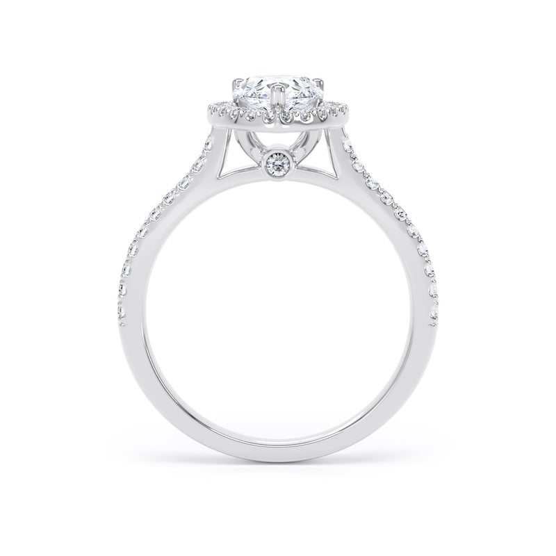 Halo Peekaboo Diamond Shoulder Ring | Platinum, Pear Diamond | DHW02 | LGP