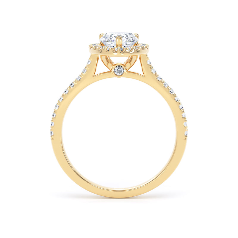 Halo Peekaboo Diamond Shoulder Ring | Yellow Gold, Pear Diamond | DHW02 | LGP