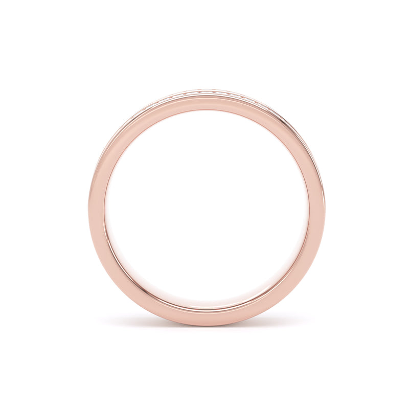 Princess Diamond Rose Gold Ring, Double Channel Half Set Eternity | ET1207
