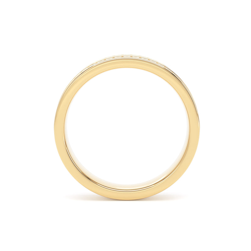 Princess Diamond Yellow Gold Ring, Double Channel Half Set Eternity | ET1207