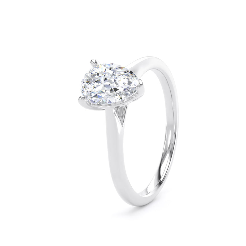 Pear Diamond Platinum Ring, Pinched Band Solitaire | LGD DPP02