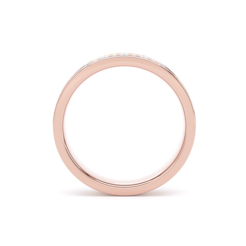 Round & Baguette Diamond Rose Gold Ring, Double Channel Half Eternity | ET1227