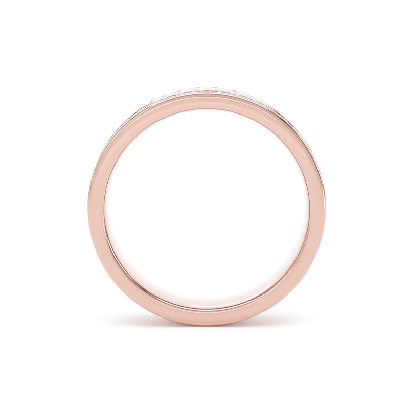 Round Diamond Rose Gold Ring, Double Channel Half Eternity | ET1225