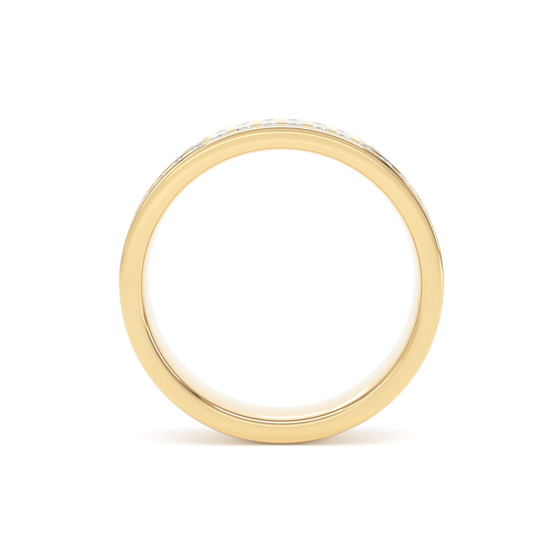 Round Diamond Yellow Gold Ring, Double Channel Half Eternity | ET1225