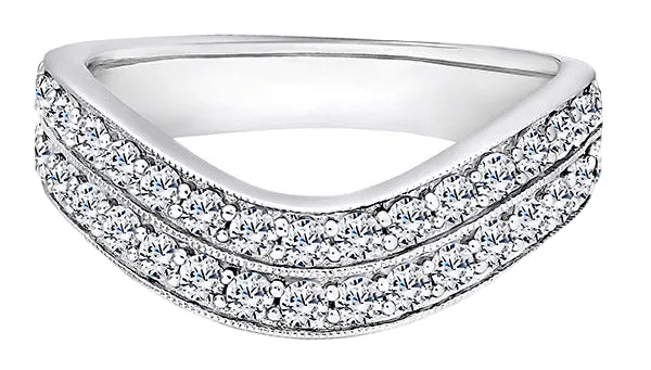 Round Diamond Platinum Ring, Double Row Curved Half Eternity | ET1251