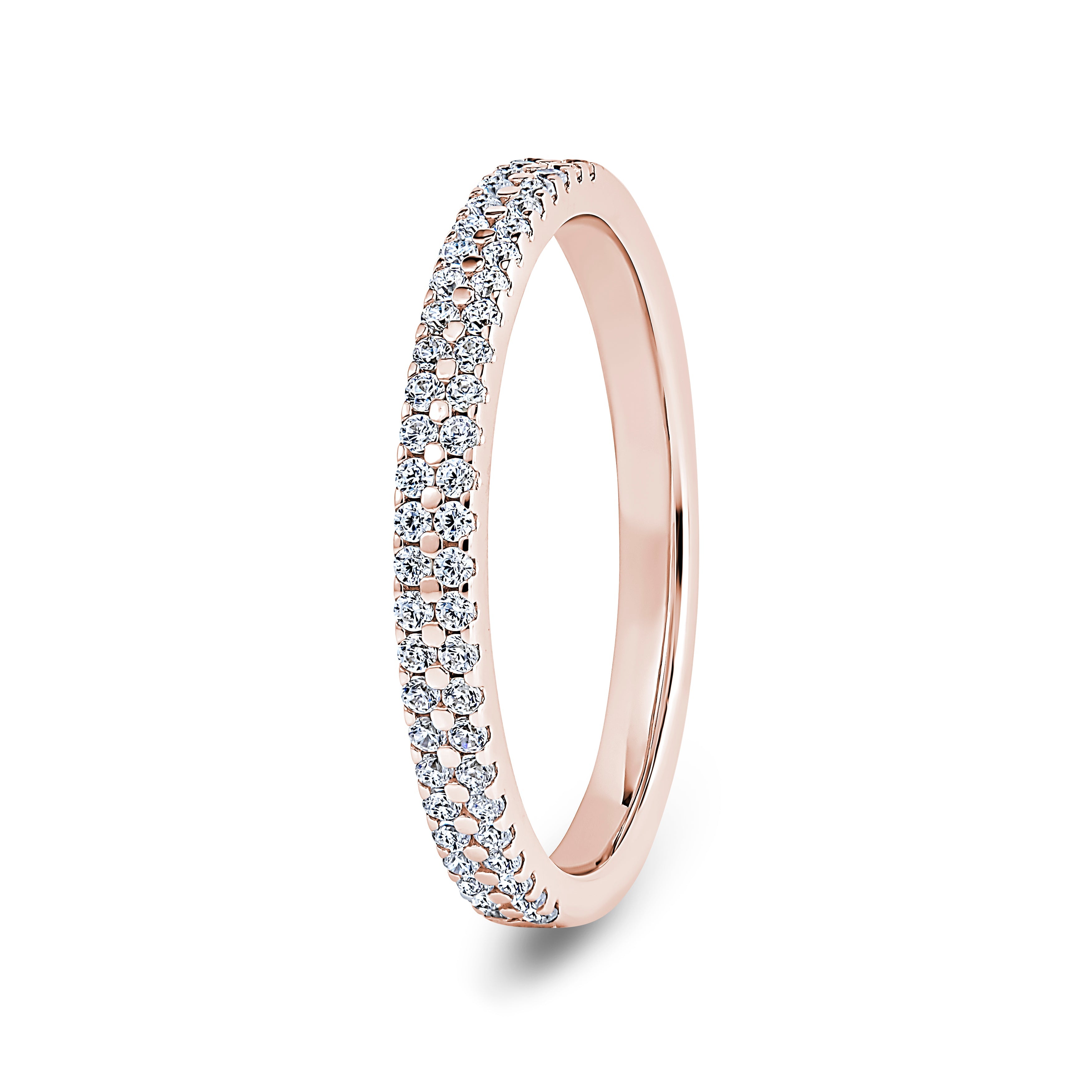 Round, Double Row, Rose Gold Half Set Eternity Ring