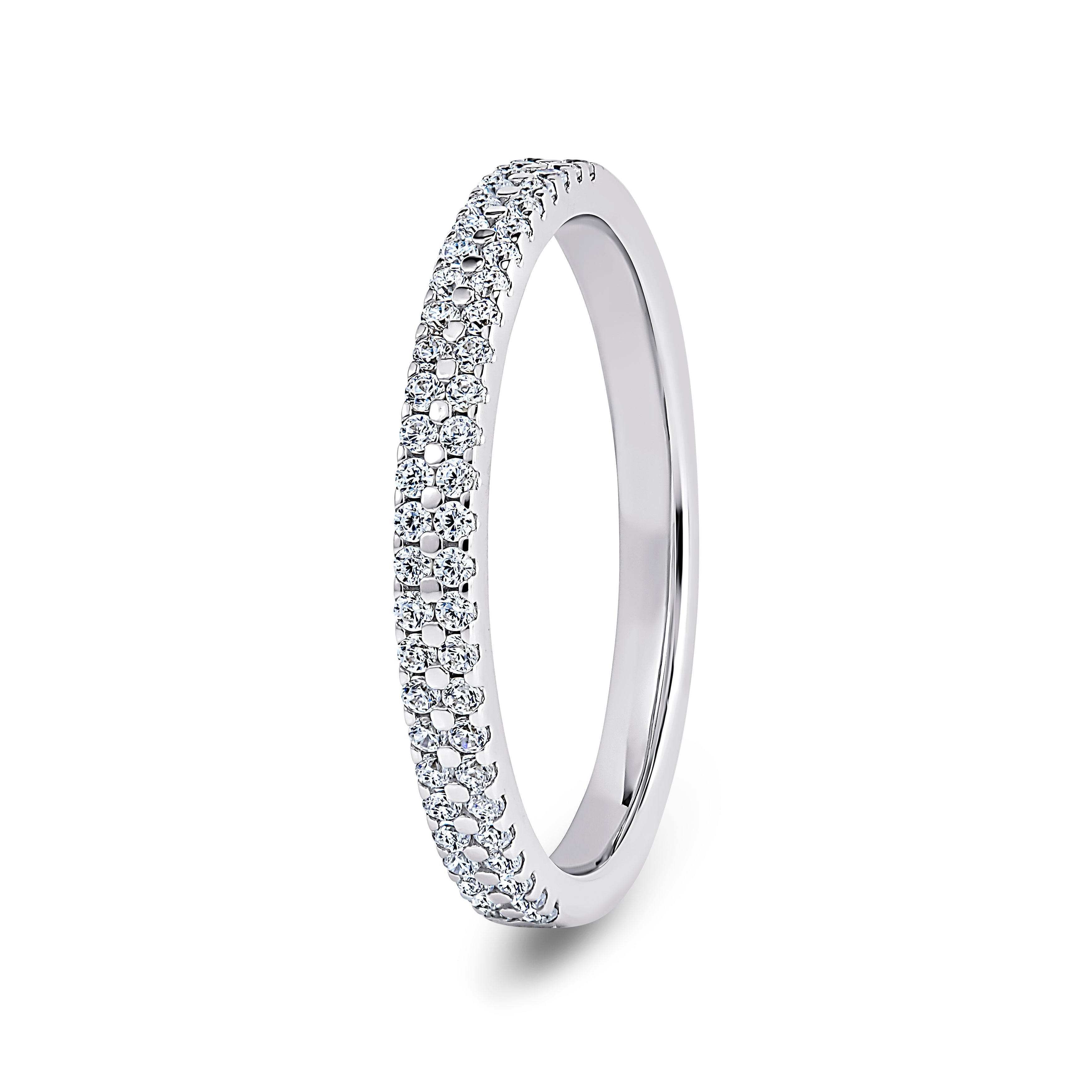 Round, Double Row, White Gold Half Set Eternity Ring