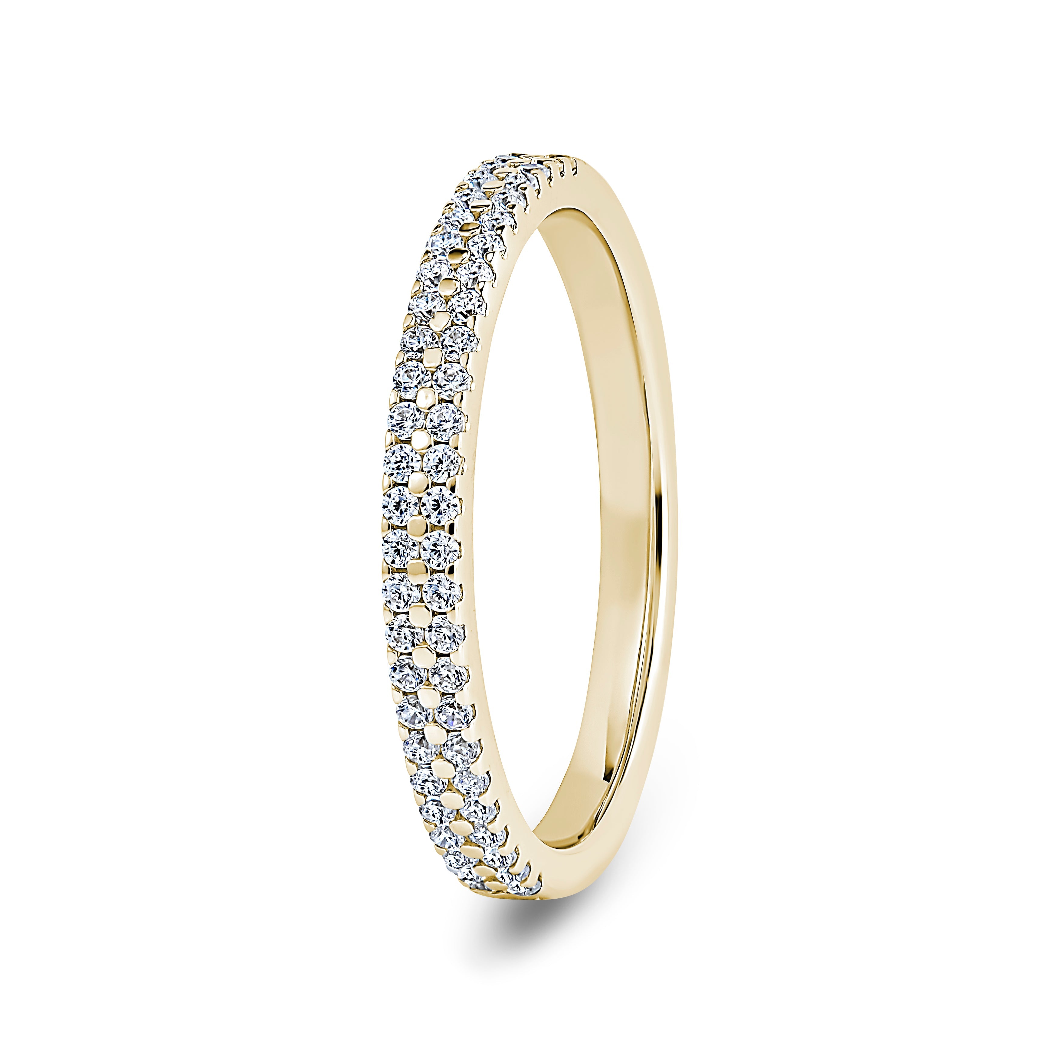 Round, Double Row, Yellow Gold Half Set Eternity Ring