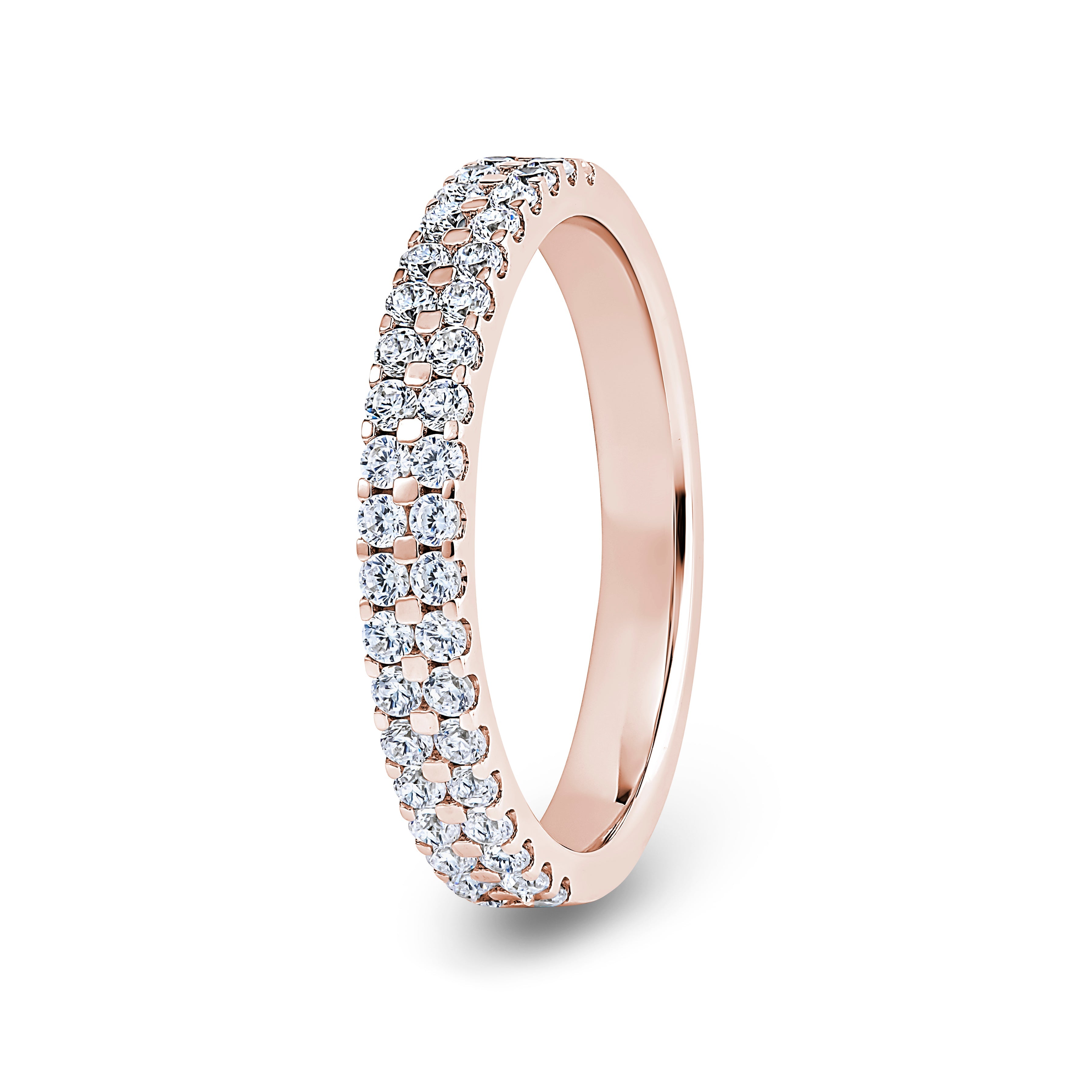 Round, Double Row, Rose Gold Half Set Eternity Ring