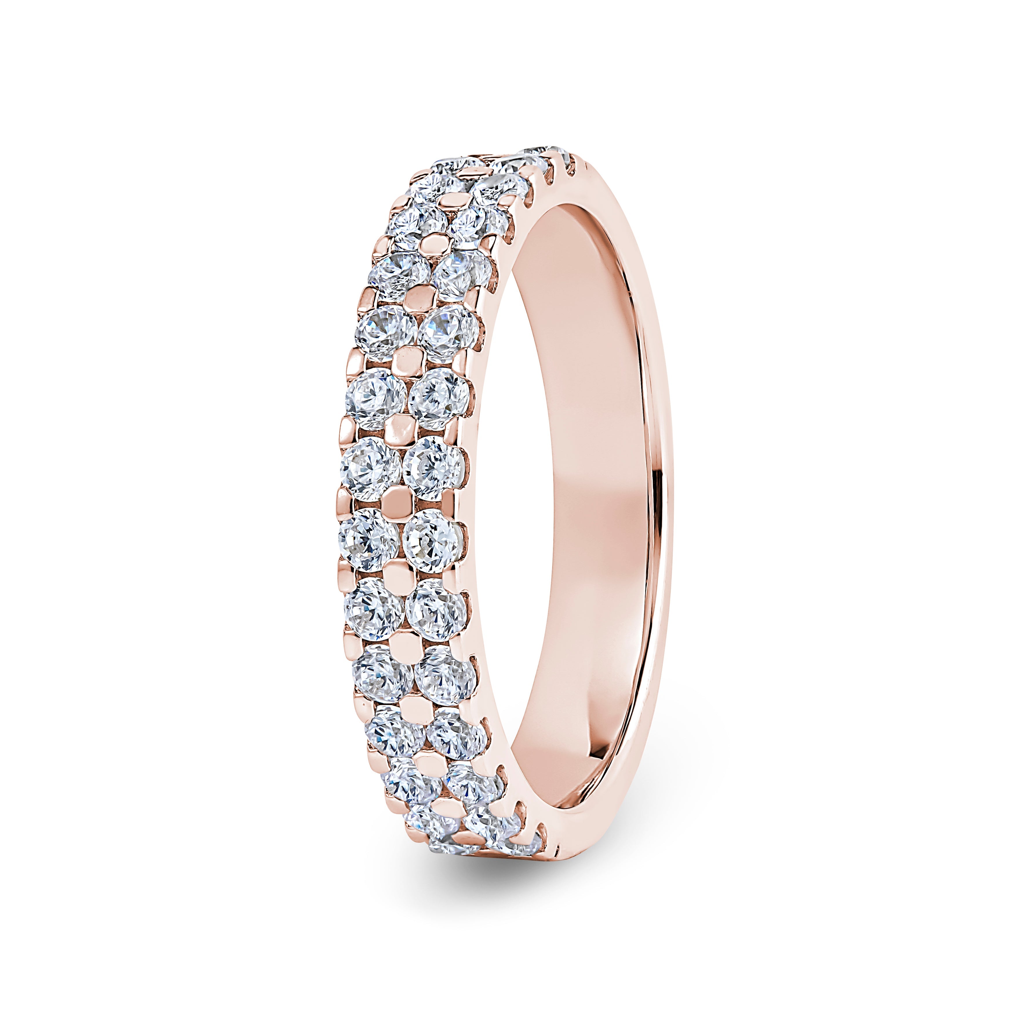 Round, Double Row, Rose Gold Half Set Eternity Ring