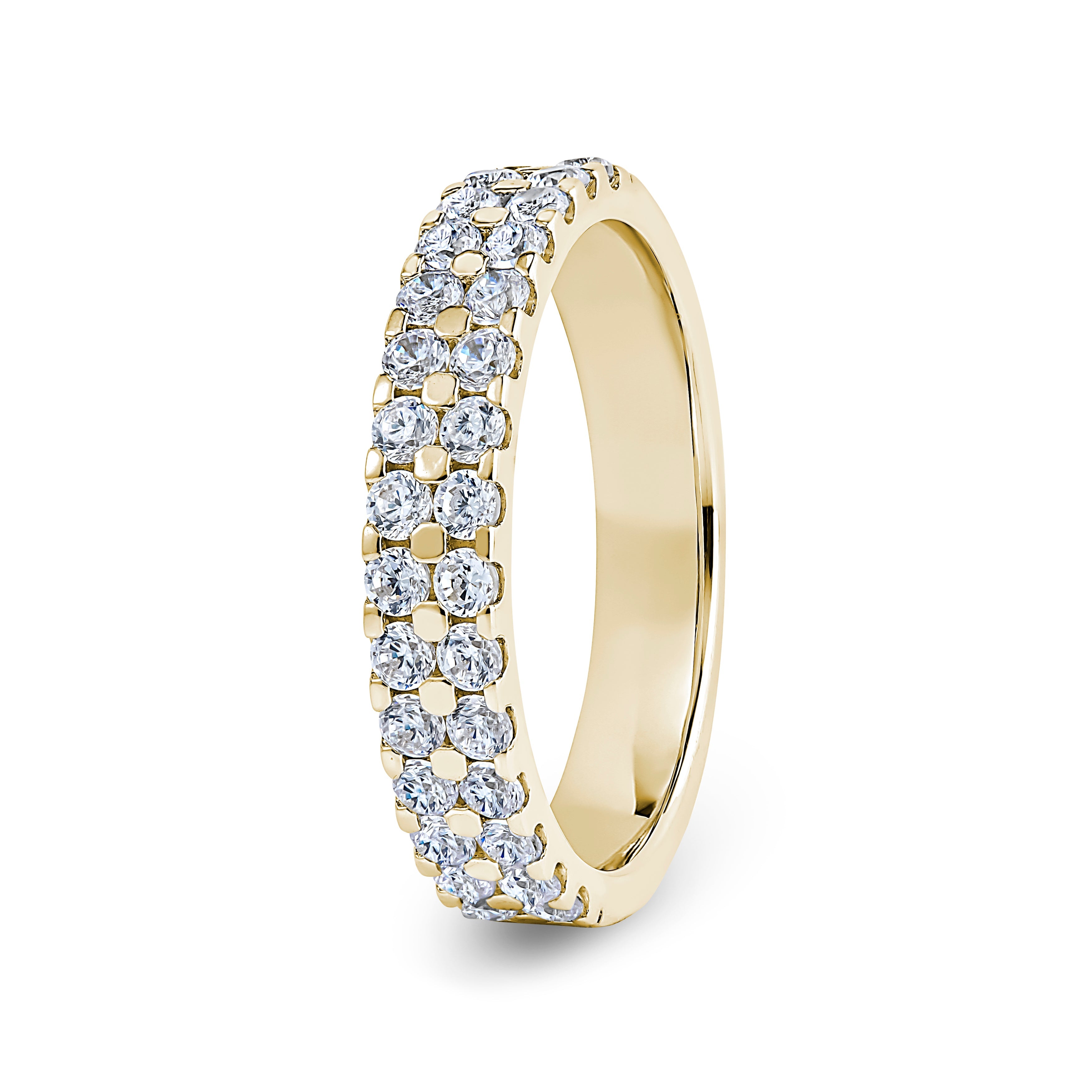 Round, Double Row, Yellow Gold Half Set Eternity Ring