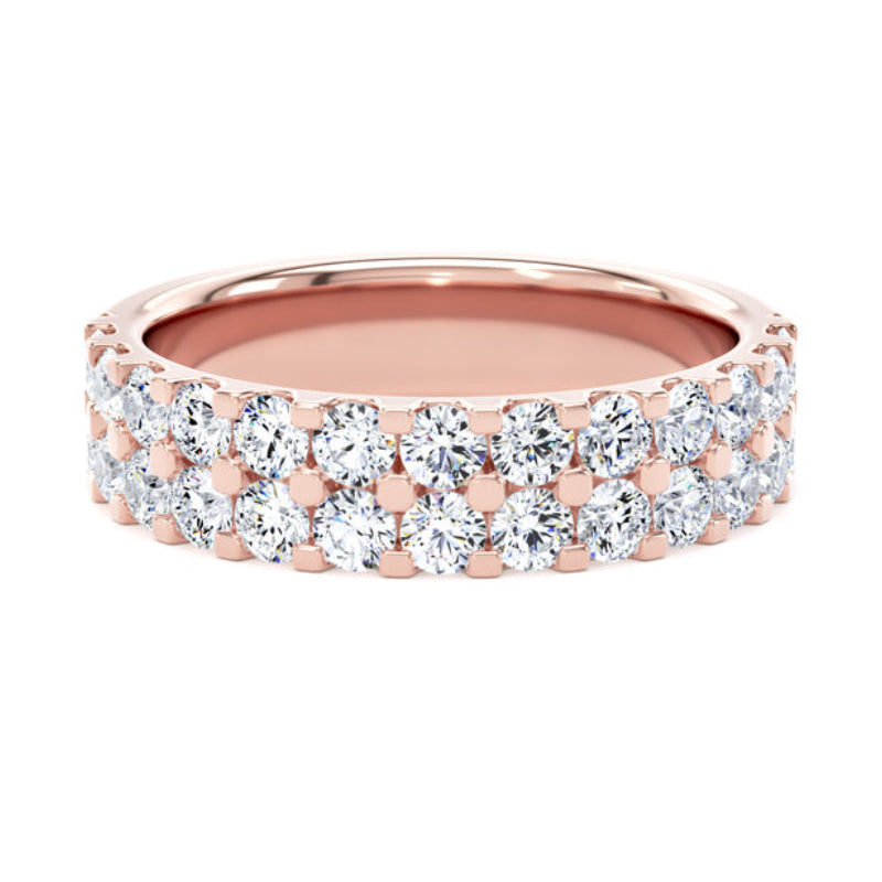 Round Diamond Ring, Double Row Micro Set Half Eternity | ET1224