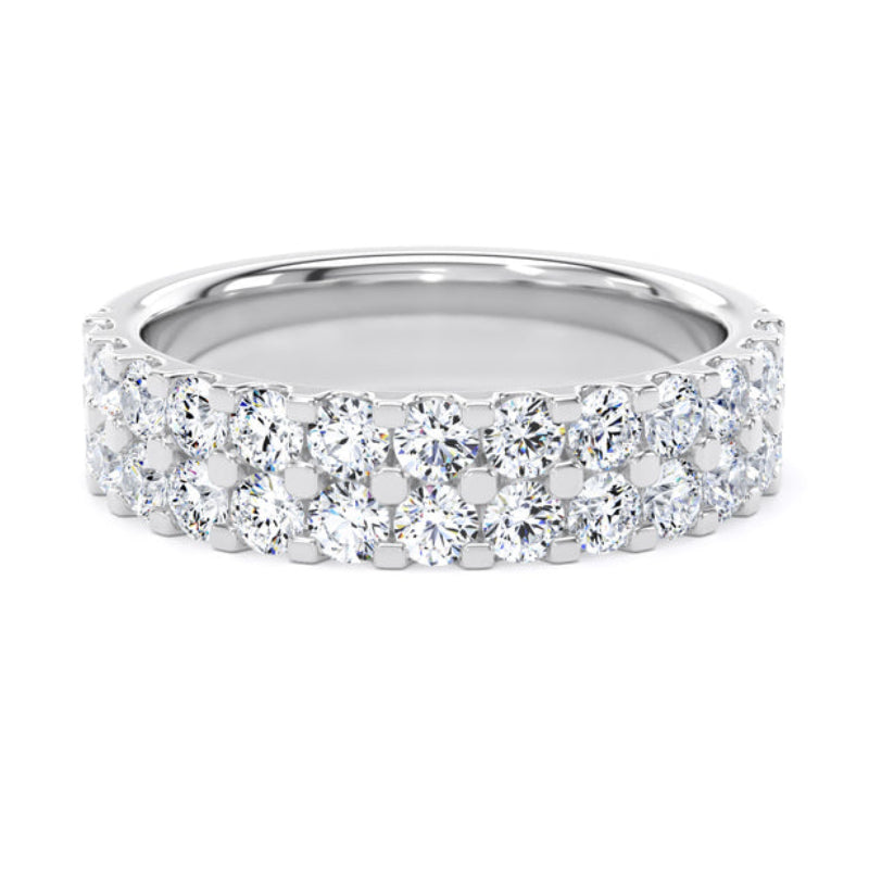 Round Diamond Ring, Double Row Micro Set Half Eternity | ET1224
