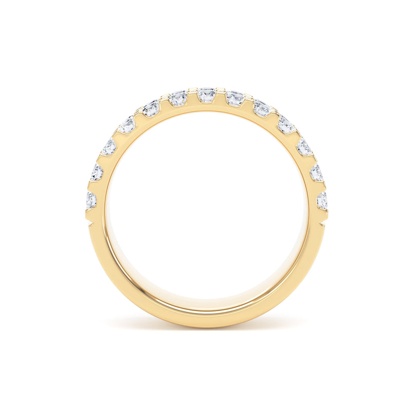 Round Diamond Yellow Gold Ring, Double Row Micro Set Half Eternity | ET1224