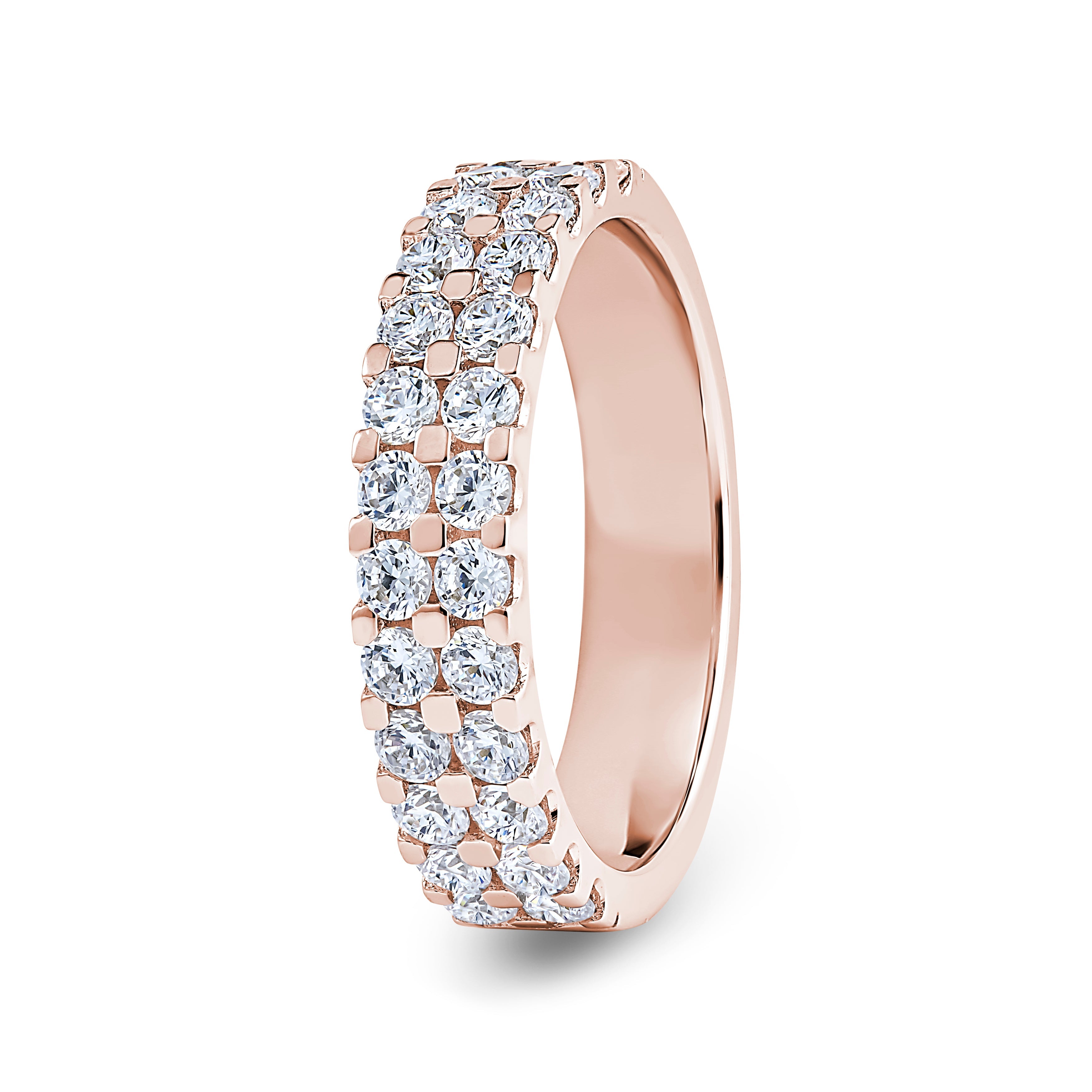 Round, Double Row, Rose Gold Half Set Eternity Ring